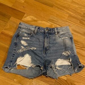 American Eagle Outfitters Blue Distressed Jean Shorts